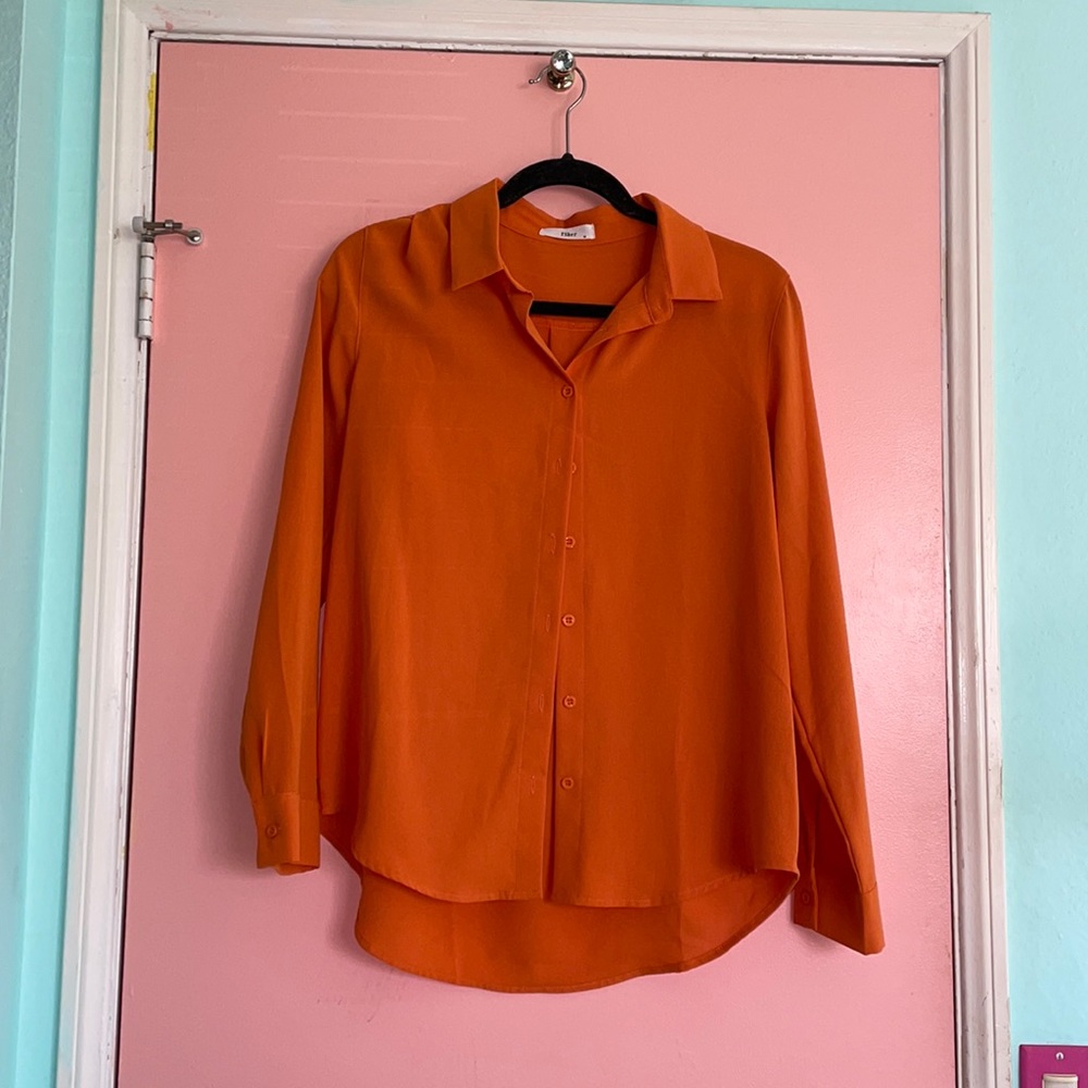 Dark Orange Button Down With Collar - image 1